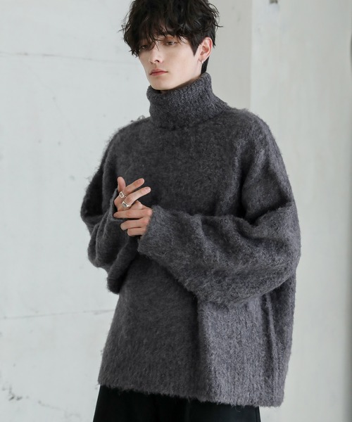 ビッグシルエットシャギーウールニット クルー/タートルネック（ニット