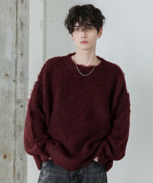 ビッグシルエットシャギーウールニット クルー/タートルネック（ニット