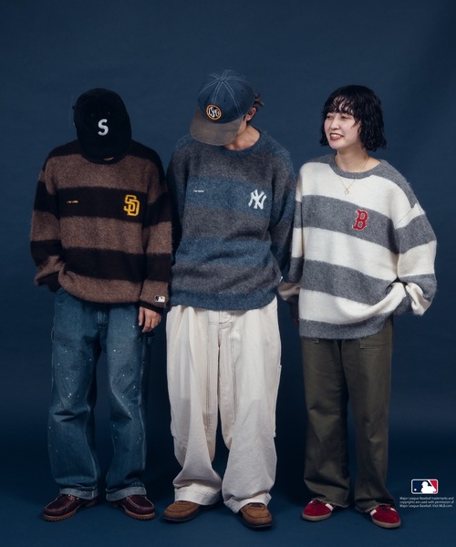 Perushu（ペルーシュ）の「Perushu ×MLB モヘアタッチボーダーニット