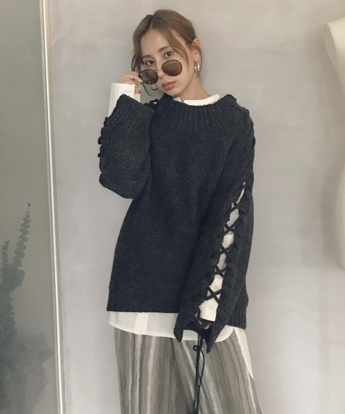 Ameri（アメリ）の「UNDRESSED SHIRT LAYERED KNIT（ニット/セーター