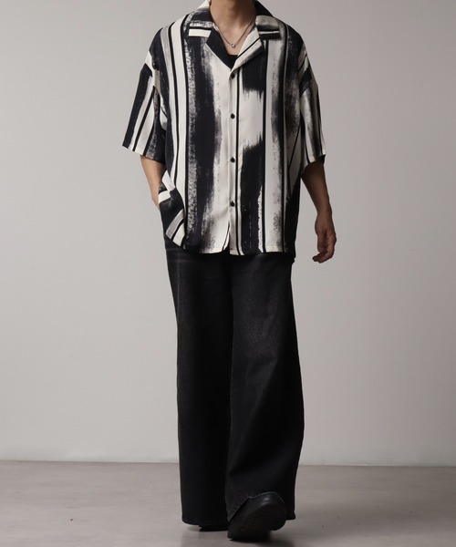 総柄プリントオープンカラー半袖シャツ（シャツ/ブラウス）｜Art re A