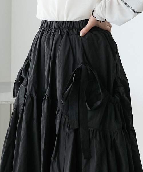 forksy.】ビッグリボンギャザーロングスカート forksy.│MONO-MART