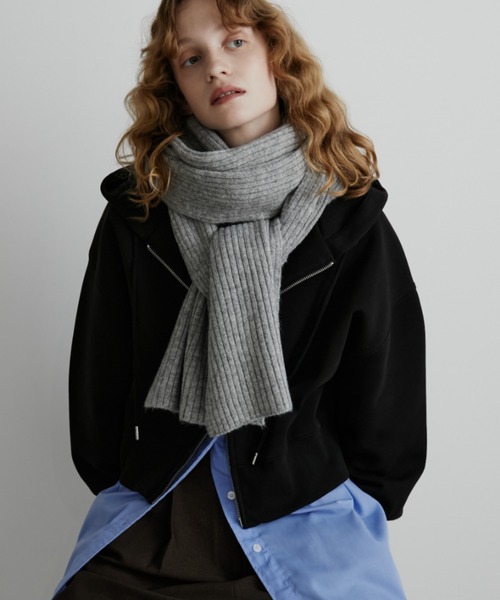 セール】ウールブレンドスーパーロングリブマフラー/ストール