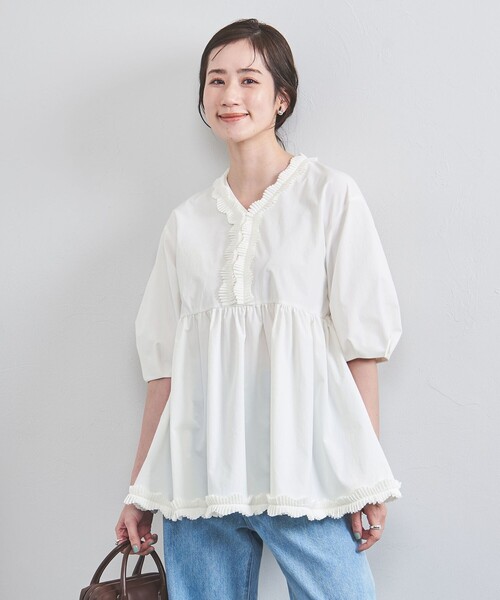 UNITED ARROWS（ユナイテッドアローズ）の「タック フリルVネック