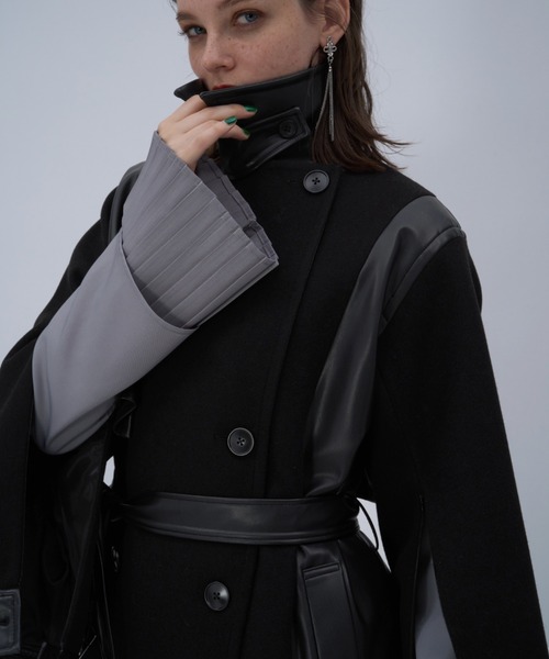 セール】ウーリーテックフェイクレザーキリカエトレンチコート(HARE