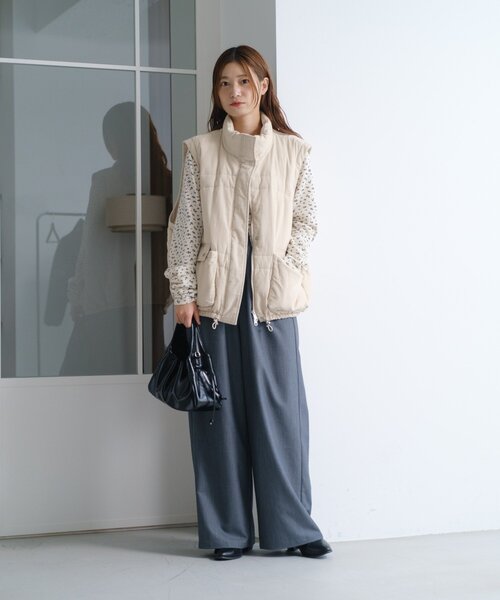 セール】【袖取り外し可/無地&花柄】コーデュロイ中綿ミドルジャケット