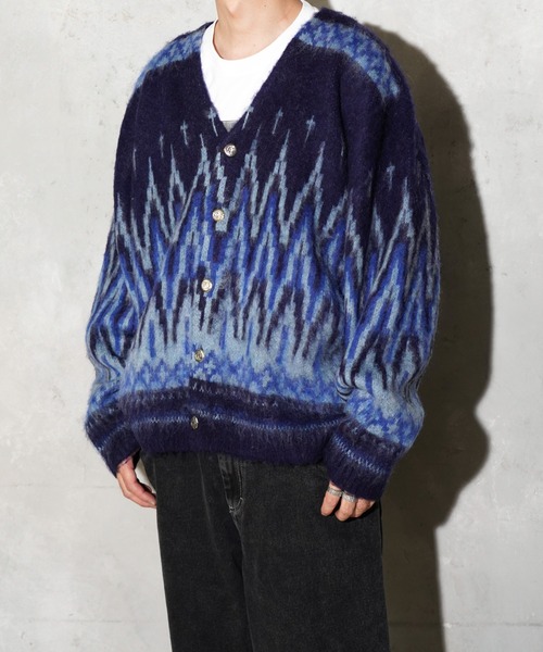 TOWNCRAFT / タウンクラフト VINTAGE MOHAIR STRIPE CARDIGAN ウール