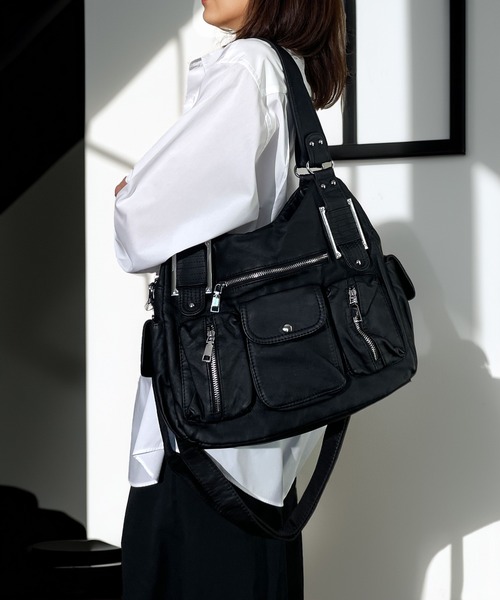 ヴィンテージ ライク マルチポケット 2WAY ショルダー バッグ バイカー