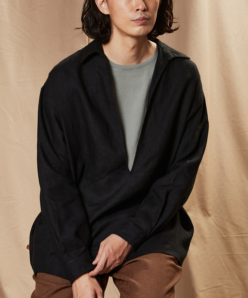 セール】【LA BOUCLE / ラブークル】スキッパー リネンシャツ（シャツ