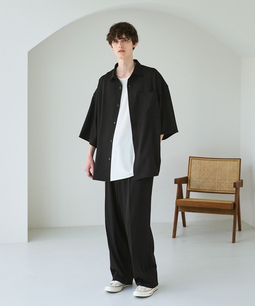 セール】ポリストレッチビッグポケットサイドスリットシャツ（シャツ