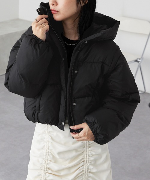 2WAYシャインナイロンフード中綿ジャケット/ベスト MONO-MART│MONO