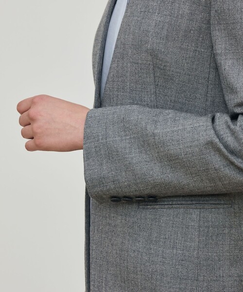 フランネルウールストレッチ ノーカラージャケット（ノーカラー