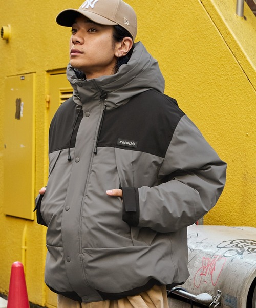 retock's】ロゴラバーネーム ビッグシルエット フード中綿ジャケット