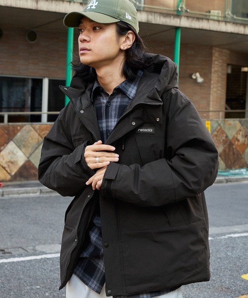retock's】ロゴラバーネーム ビッグシルエット フード中綿ジャケット