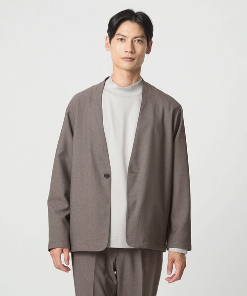 セール】A+ ウールライク 1B ノーカラージャケット -ウォッシャブル