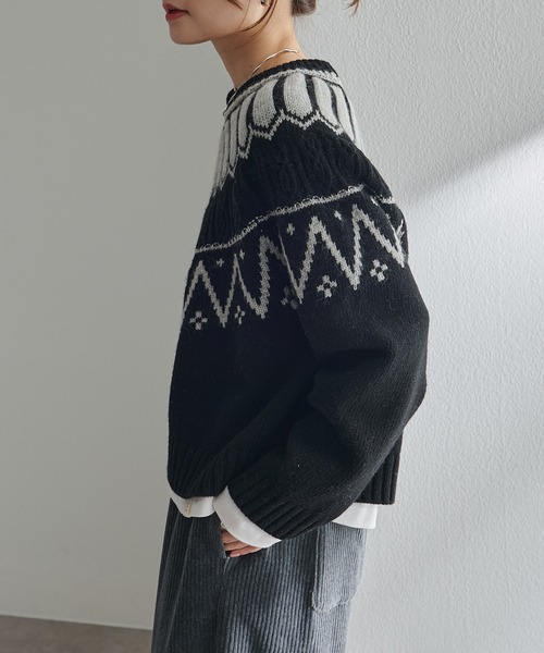 シェットランドウール求心ニットプルオーバー（ニット/セーター