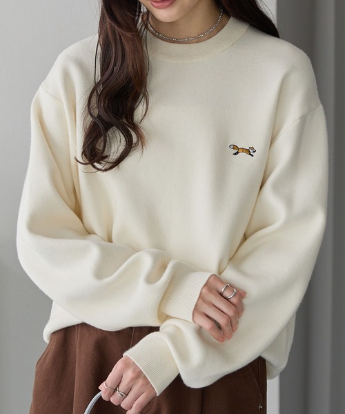 トップス ollun check design knit pullover ivory ウォッシャブルVネックorモックネックスフレニットトップス [C6301