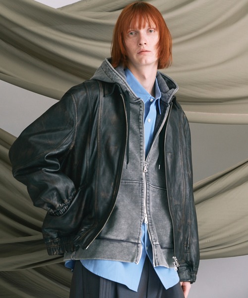 UNISEX》Sheep Leather Single Collard Blouson/シープレザーシングル