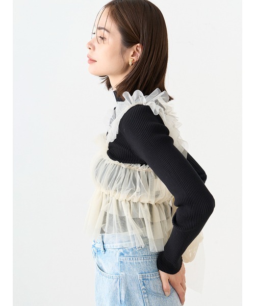 SNIDEL（スナイデル）の「フリルチュールキャミソール（シャツ