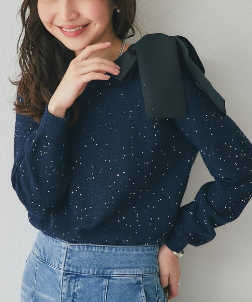セール】【最強着映え】ブークレスパンコールオフショルリボンニット