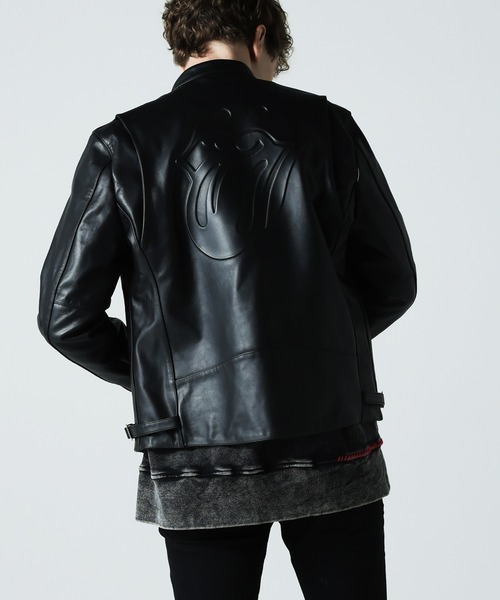 THE ROLLING STONES×JACKROSE】 COW LEATHER SEMI DOUBLE STAND RIDERS