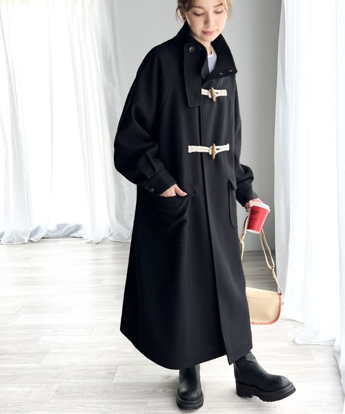 セール】360度お洒落見え。ボリュームスリーブ トグルボタンロング