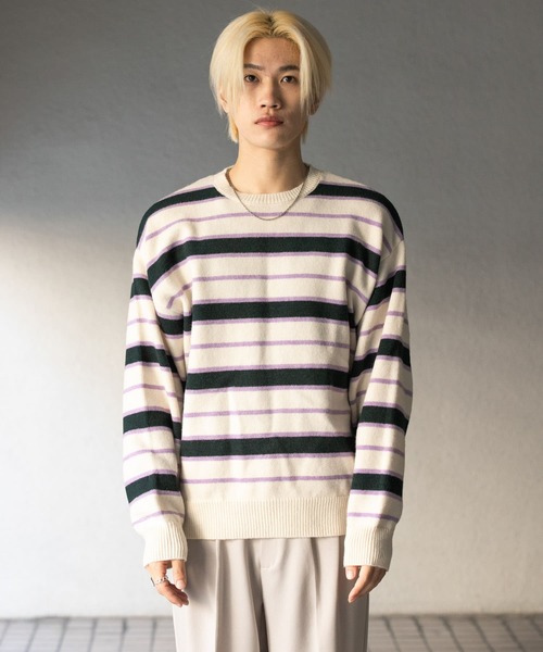 セール】ウールブレンドボーダークルーネックニット（ニット/セーター