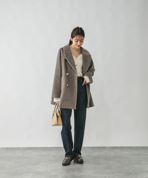 セール】軽やかストレッチ襟2WAYミドルコート/499658（チェスター