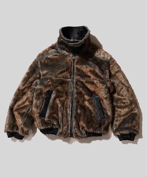 leather/fur faux reversible flight jacket / フェイクレザーファー