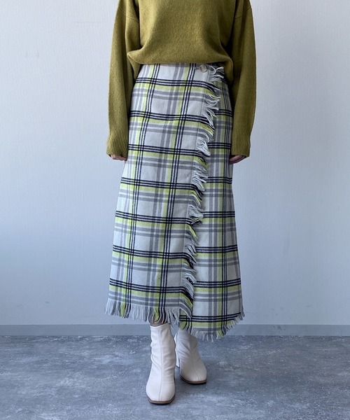 PAGEBOY（ページボーイ）の「チェックフリンジラップスカート