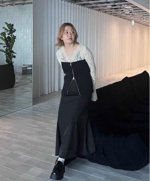 Ameri（アメリ）の「COMBINATION LACE TOP（Tシャツ/カットソー）」 - WEAR