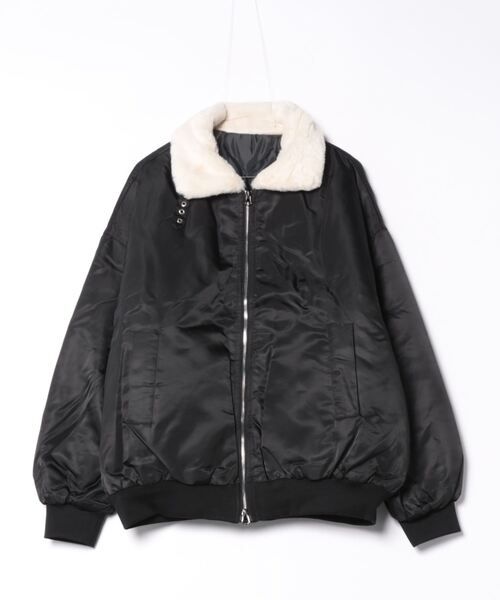 a.p.o.v. ファー襟ナイロン中綿オーバーサイズフライトジャケット