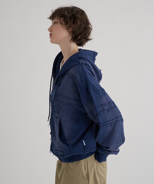 セール】PATCHWORK DOUBLE ZIP SHORT PARKER/パッチワークダブルジップ