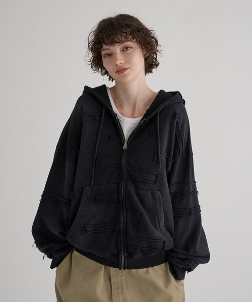 セール】PATCHWORK DOUBLE ZIP SHORT PARKER/パッチワークダブルジップ