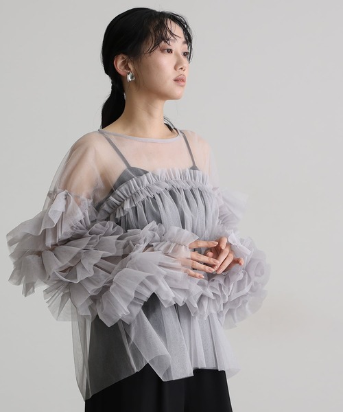 ギャザーチュールトップスオケージョン結婚式パーティー 同窓会