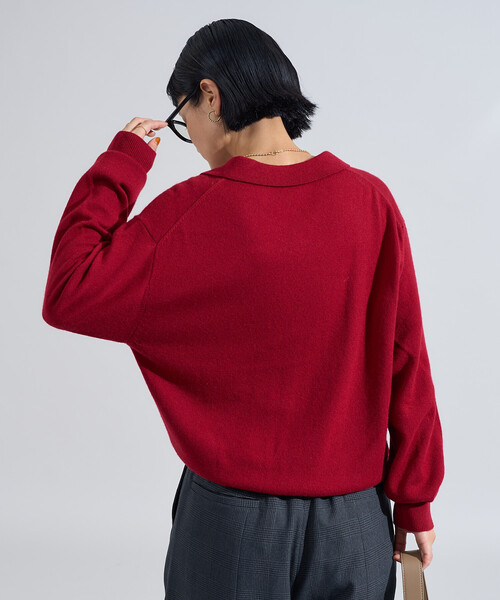 セール】マシーンウォッシャブル ウールブレンドポロニット/ ポロ襟