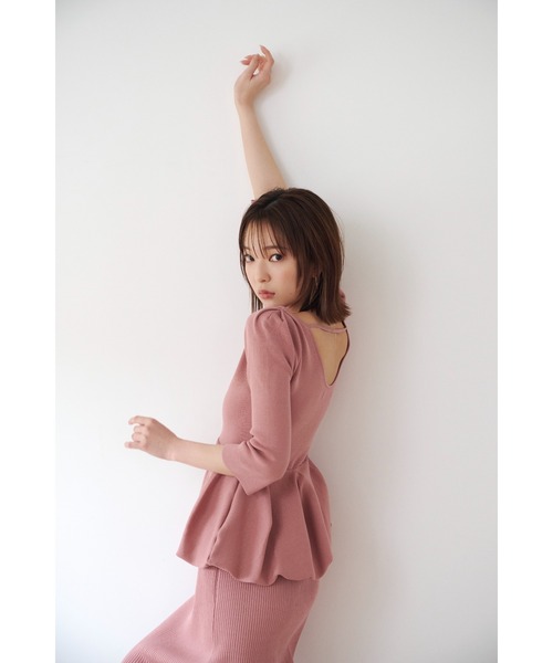 SNIDEL（スナイデル）の「ペプラムニットセットアップ（ワンピース