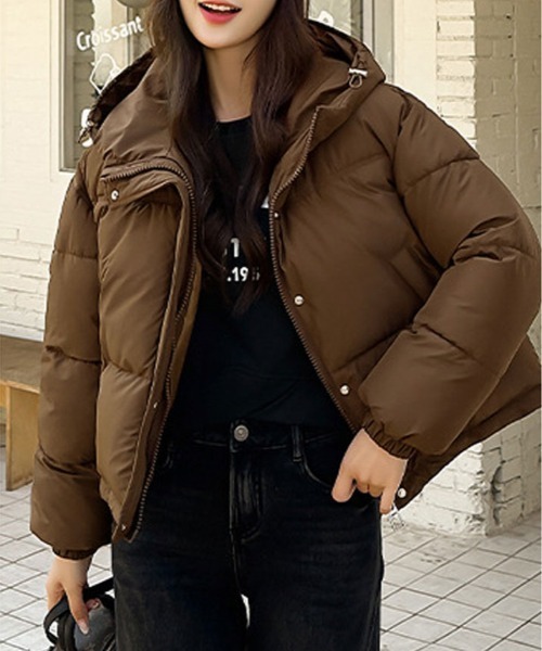 セール】ショート丈 フェイクダウン フーディー ジャケット（ダウン