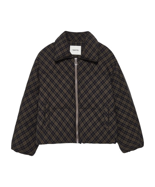 セール】「tageechita」チェック柄 ショートダウンジャケット（ダウン