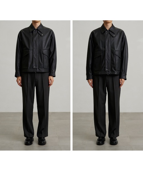 ビンテージライクオーバーサイズレザーブルゾン（ライダースジャケット