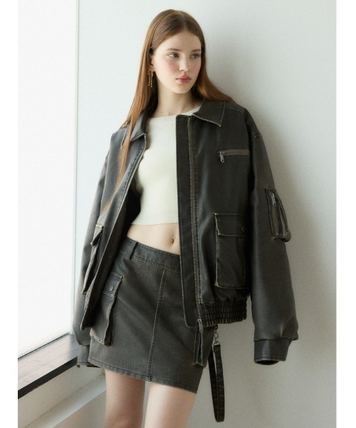 SLY（スライ）の「VINTAGE F/LEATHER S/BZ ヴィンテージ フェイク