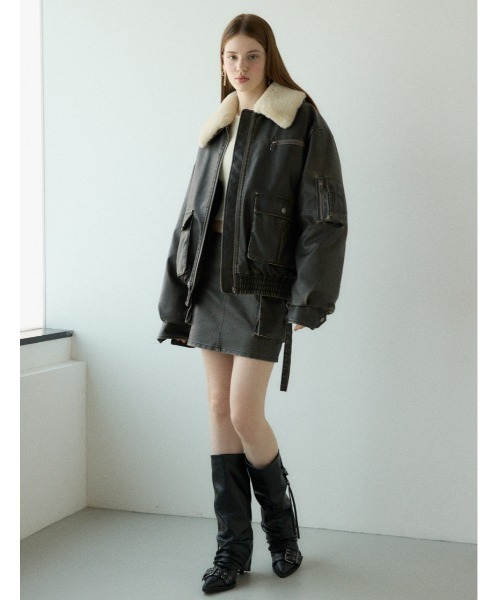 SLY（スライ）の「VINTAGE F/LEATHER S/BZ ヴィンテージ フェイク