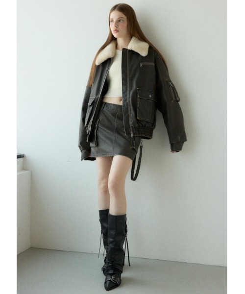 SLY（スライ）の「VINTAGE F/LEATHER S/BZ ヴィンテージ フェイク