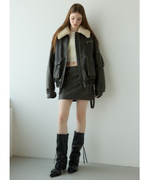 SLY（スライ）の「VINTAGE F/LEATHER S/BZ ヴィンテージ フェイク