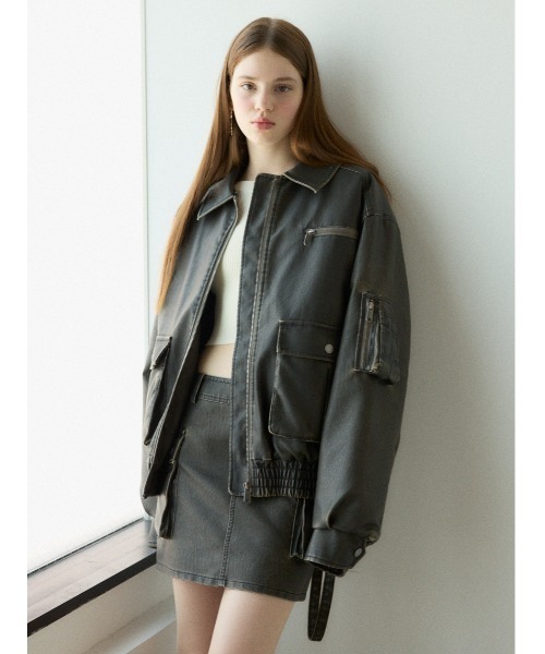 SLY（スライ）の「VINTAGE F/LEATHER S/BZ ヴィンテージ フェイク