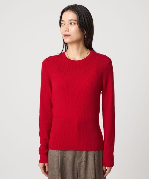 セール】ウール リブ クルーネック ニット プルオーバー