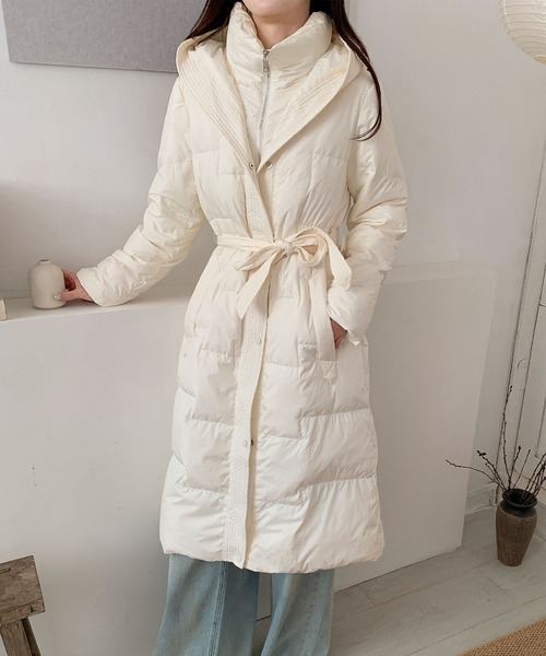 ウエストリボン付きロングダウンコート (AW)（ダウンジャケット/コート