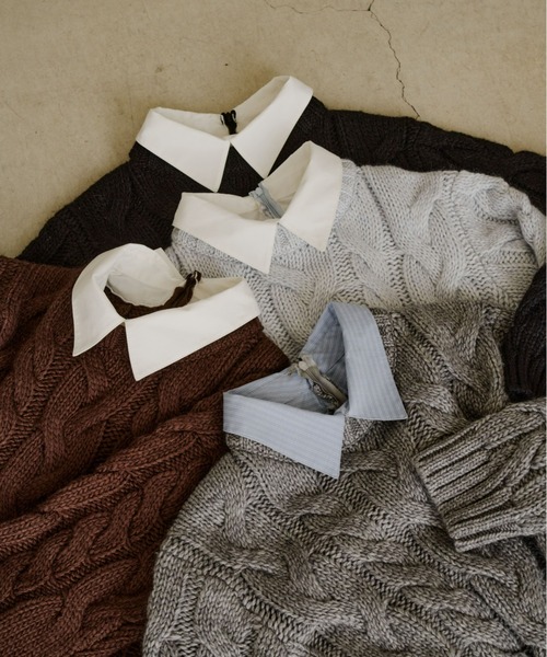 Olu.（オルドット）の「フリルレイヤードケーブルニット（ニット