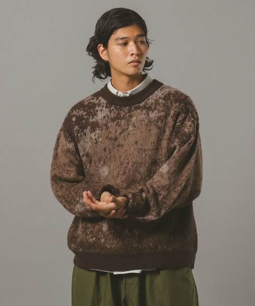 セール】Mohair Blend Shaggy Knit / モヘヤブレンド総柄ニット