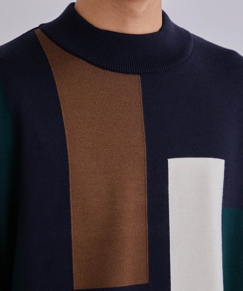 カラーブロックモックネックニット（ニット/セーター）｜UNITED TOKYO